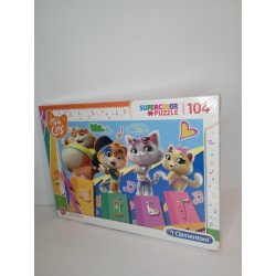 Puzzle 44 Gatti Supercolor - 104 Pezzi Clementoni | Divertimento per Bambini"